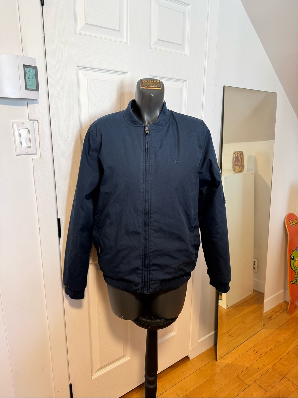 Men's Navy Bomber Jacket - Classic Zip Front